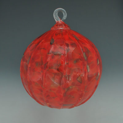 Crimson Ribbed Ornament