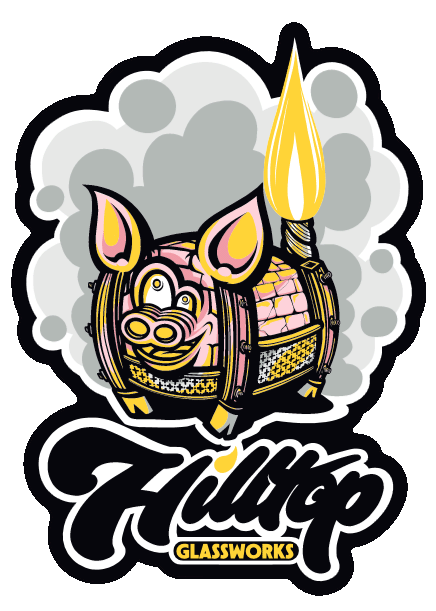 A cartoon image of a glass furnace renderded as a Little Pig